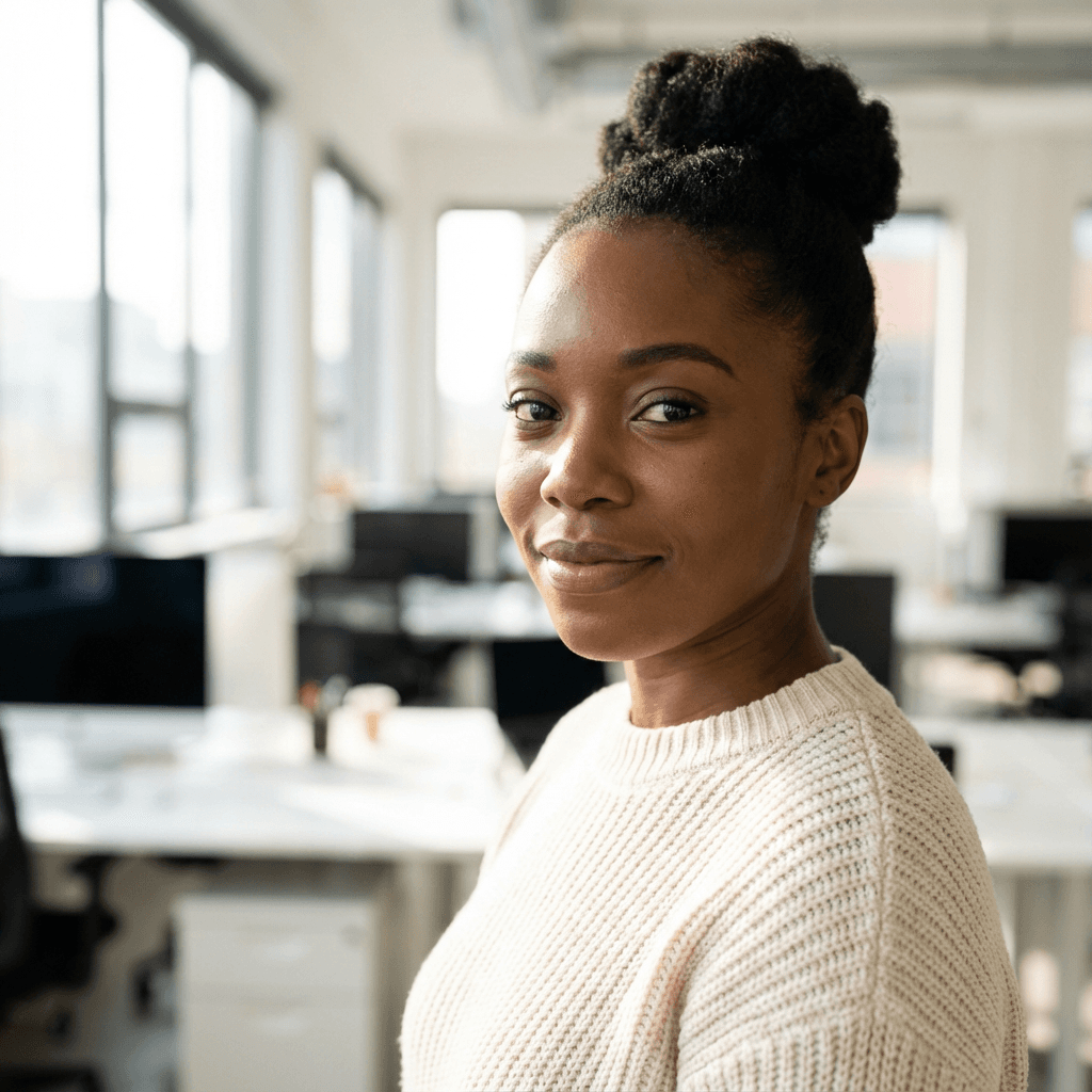 Olivia Bennett proudly showing her completed airbrushed nail design