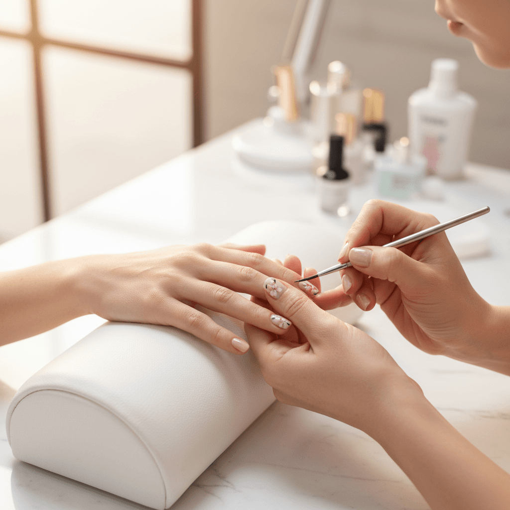 Collection of diverse nail art designs showcasing airbrush versatility